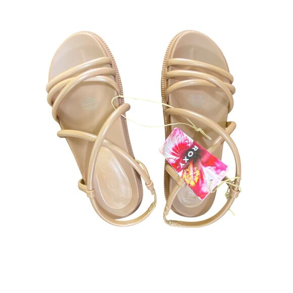Roxy Tan Strappy Sandals Size 7 Nude Tan Comfy Boho Minimalist Cute Neutral Y2K - Picture 3 of 6